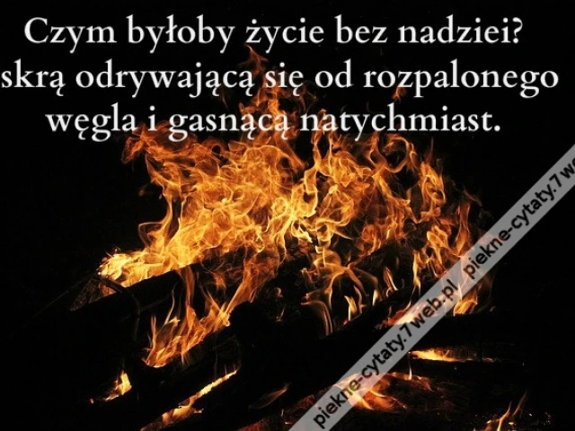 Czym byłoby życie bez nadziei? Iskrą odrywająca się od rozpalonego węgla i gasnącą natychmiast