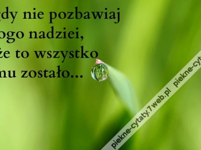 Nigdy nie pozbawiaj nikogo nadziei, może to wszystko co mu zostało