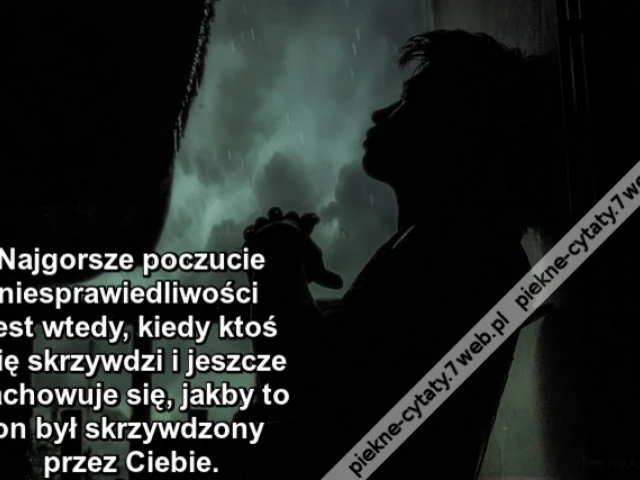 Najgorsze poczucie niesprawiedliwości jest wtedy, kiedy ktoś Cię skrzywdzi i jeszcze zachowuje się, jakby to on był skrzywdzony przez Ciebie.