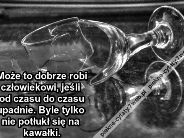 Może to dobrze robi człowiekowi, jeśli od czasu do czasu upadnie. Byle tylko nie potłukł się na kawałki.