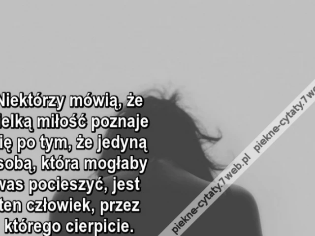 Niektórzy mówią, że wielką miłość poznaje się po tym, że jedyną osobą, która mogłaby was pocieszyć, jest ten człowiek, przez którego cierpicie.