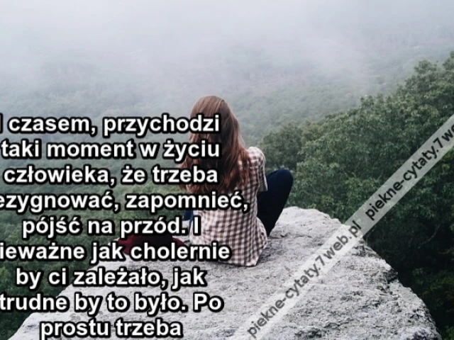 I czasem, przychodzi taki moment w życiu człowieka, że trzeba zrezygnować, zapomnieć, pójść na przód. I nieważne jak cholernie by ci zależało, jak trudne by to było. Po prostu trzeba