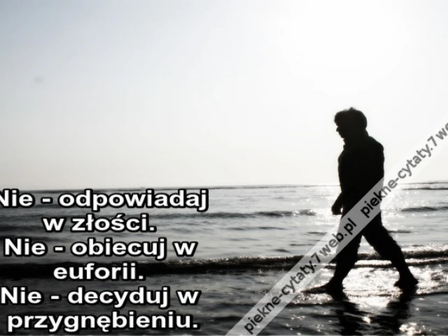 Nie - odpowiadaj w złości. Nie - obiecuj w euforii. Nie - decyduj w przygnębieniu.