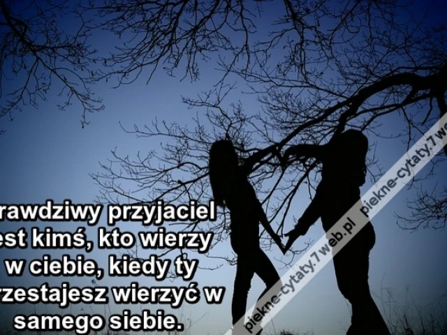 Prawdziwy przyjaciel jest kimś, kto wierzy w ciebie kiedy ty przestajesz wierzyć w samego siebie.