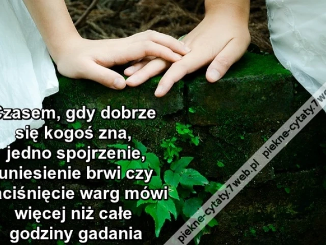 Czasem, gdy dobrze się kogoś zna, jedno spojrzenie, uniesienie brwi czy zaciśnięcie warg mówi więcej niż całe godziny gadania