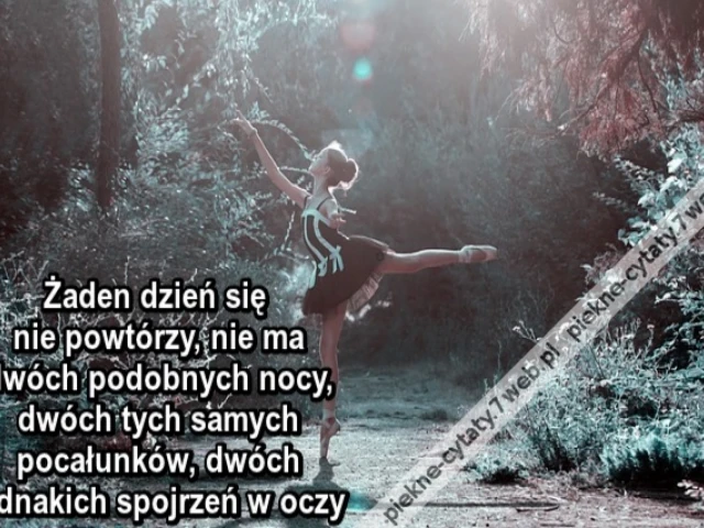 Żaden dzień się nie powtórzy, nie ma dwóch podobnych nocy, dwóch tych samych pocałunków, dwóch jednakich spojrzeń w oczy