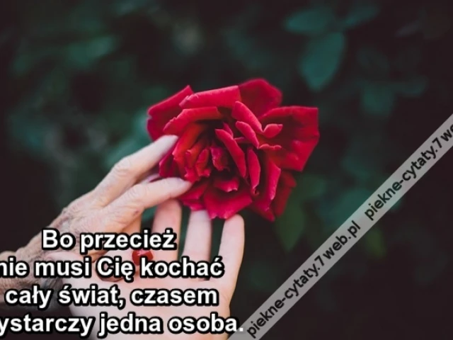 Bo przecież nie musi Cię kochać cały świat czasem wystarczy jedna osoba.