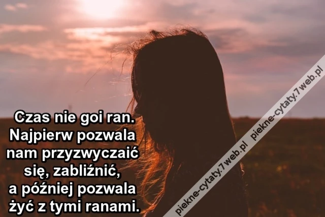 Czas nie goi ran. Najpierw pozwala nam przyzwyczaić się, zabliźnić, a później pozwala żyć z tymi ranami.