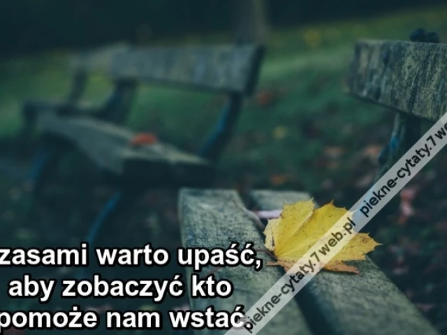 Czasami warto upaść, aby zobaczyć kto pomoże nam wstać.