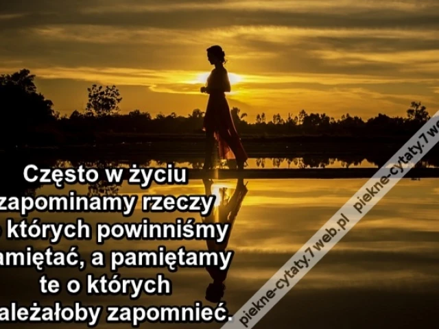 Często w życiu zapominamy rzeczy o których powinniśmy pamiętać, a pamiętamy te o których należałoby zapomnieć.