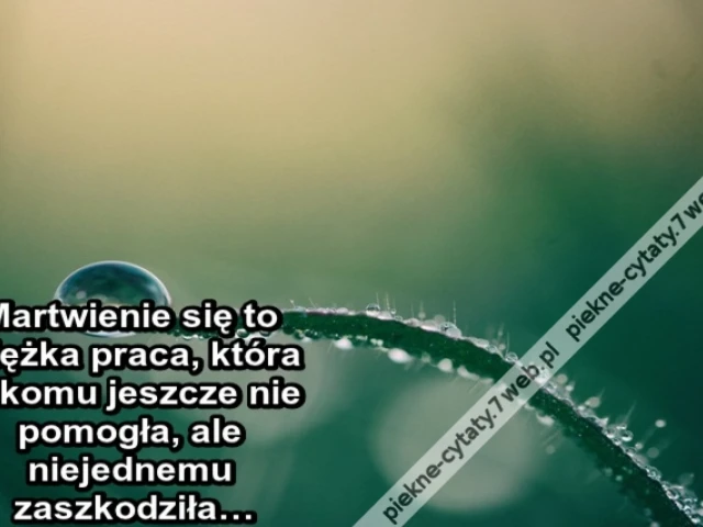 Martwienie się to ciężka praca, która nikomu jeszcze nie pomogła, ale niejednemu zaszkodziła…
