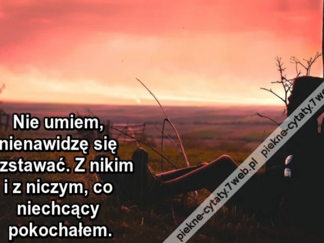 Nie umiem, nienawidzę się rozstawać. Z nikim i z niczym, co niechcący pokochałem.