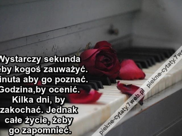 Wystarczy sekunda żeby kogoś zauważyć. Minuta aby go poznać. Godzina,by ocenić. Kilka dni, by zakochać. Jednak całe życie, żeby go zapomnieć.