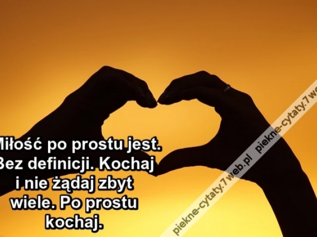 Miłość po prostu jest. Bez definicji. Kochaj i nie żądaj zbyt wiele. Po prostu kochaj.