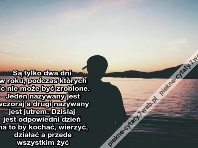 Są tylko dwa dni w roku, podczas których nic nie może być zrobione. Jeden nazywany jest wczoraj a drugi nazywany jest jutrem. Dzisiaj jest odpowiedni dzień na to by kochać, wierzyć, działać a przede wszystkim żyć