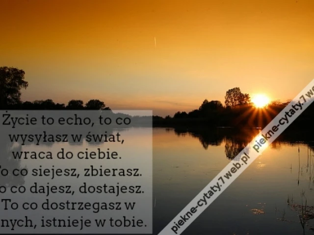 Życie to echo, to co wysyłasz w świat, wraca do ciebie. To co siejesz, zbierasz. To co dajesz, dostajesz. To co dostrzegasz w innych, istnieje w tobie.
