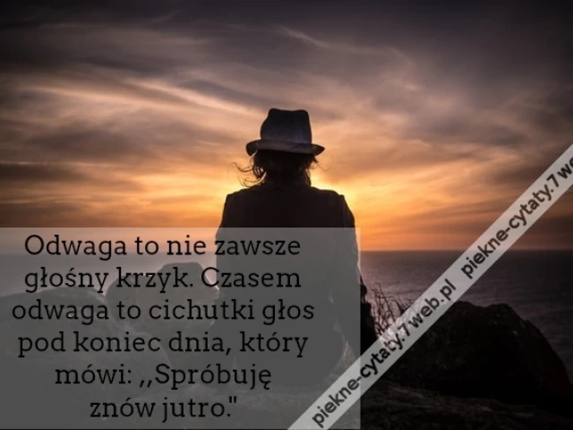 Odwaga to nie zawsze głośny krzyk. Czasem odwaga to cichutki głos pod koniec dnia, który mówi: ,,Spróbuję znów jutro."