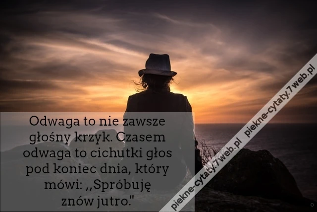 Odwaga to nie zawsze głośny krzyk. Czasem odwaga to cichutki głos pod koniec dnia, który mówi: ,,Spróbuję znów jutro."