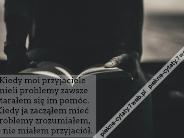 Kiedy moi przyjaciele mieli problemy zawsze starałem się im pomóc. Kiedy ja zacząłem mieć problemy zrozumiałem, że nie miałem przyjaciół.