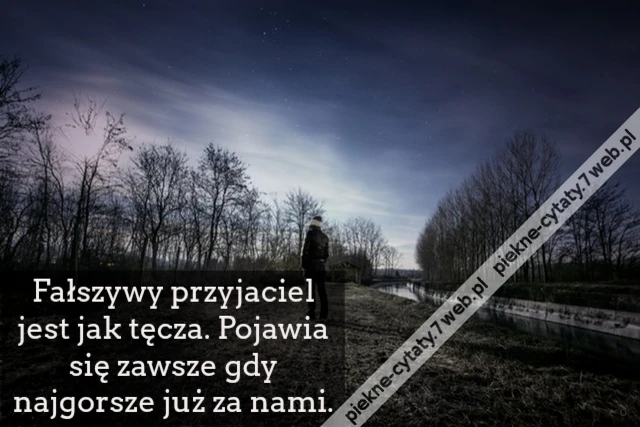 Fałszywy przyjaciel jest jak tęcza. Pojawia się zawsze gdy najgorsze już za nami.