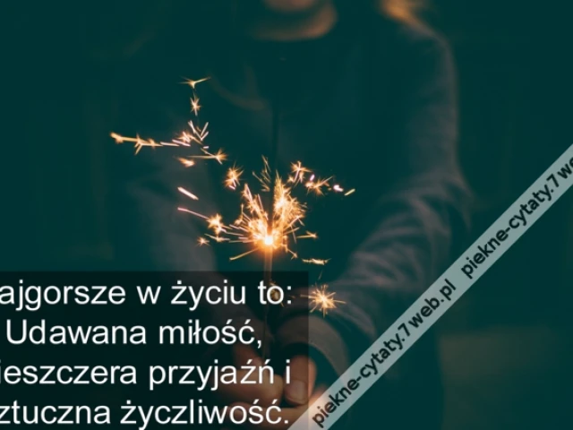 Najgorsze w życiu to: Udawana miłość, nieszczera przyjaźń i sztuczna życzliwość.