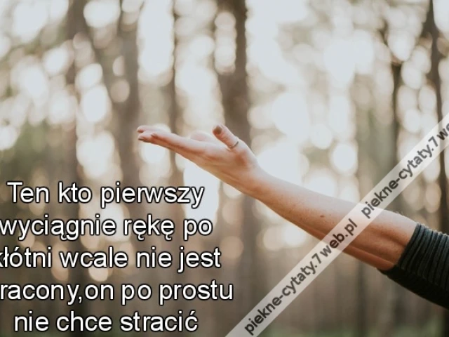Ten kto pierwszy wyciągnie rękę po kłótni wcale nie jest stracony,on po prostu nie chce stracić