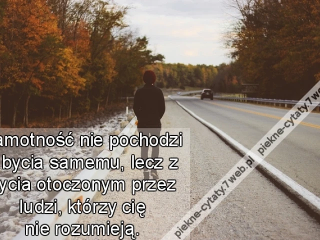 Samotność nie pochodzi z bycia samemu, lecz z bycia otoczonym przez ludzi, którzy cię nie rozumieją.