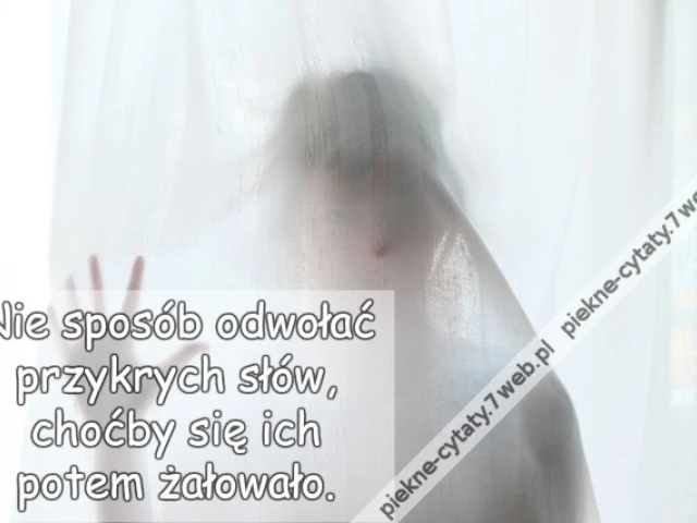 Nie sposób odwołać przykrych słów, choćby się ich potem żałowało.