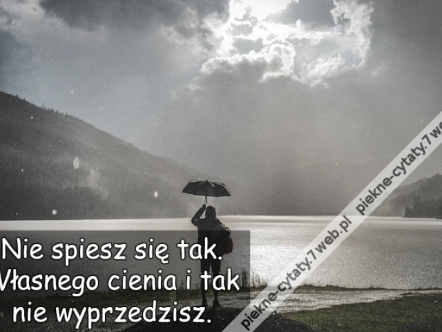 Nie spiesz się tak. Własnego cienia i tak nie wyprzedzisz.