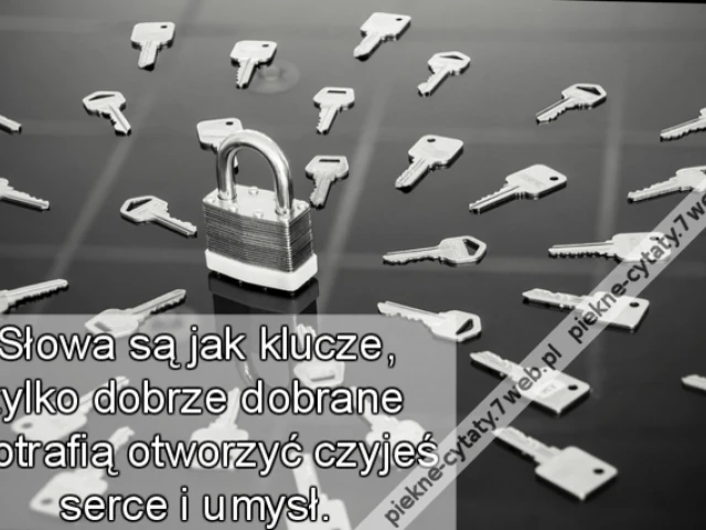 Słowa są jak klucze, tylko dobrze dobrane potrafią otworzyć czyjeś serce i umysł.