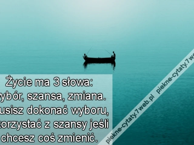 Życie ma 3 słowa: wybór, szansa, zmiana. Musisz dokonać wyboru, skorzystać z szansy jeśli chcesz coś zmienić.