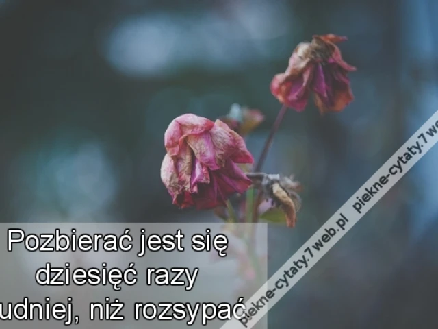 Pozbierać jest się dziesięć razy trudniej, niż rozsypać.