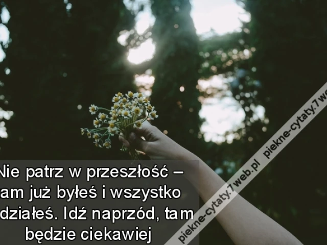 Nie patrz w przeszłość – tam już byłeś i wszystko widziałeś. Idź naprzód, tam będzie ciekawiej