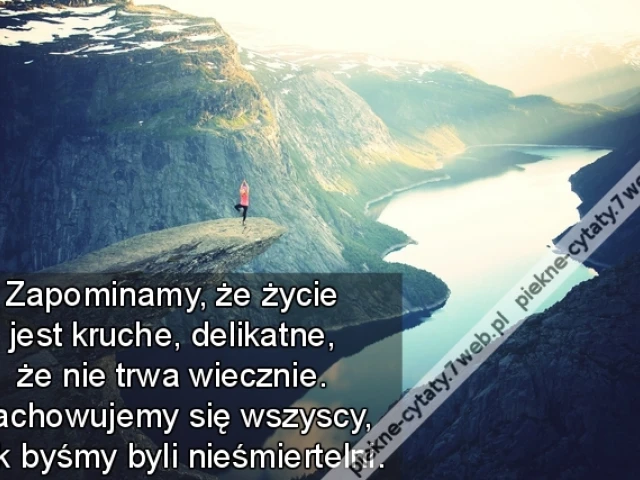 Zapominamy, że życie jest kruche, delikatne, że nie trwa wiecznie. Zachowujemy się wszyscy, jak byśmy byli nieśmiertelni.