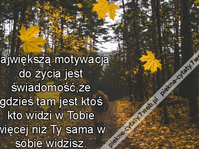 Największą motywacją do życia jest świadomość, że gdzieś tam jest ktoś kto widzi w Tobie więcej niż Ty sama w sobie widzisz.