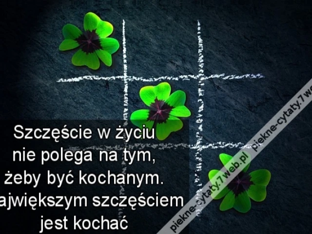 Szczęście w życiu nie polega na tym, żeby być kochanym. Największym szczęściem jest kochać