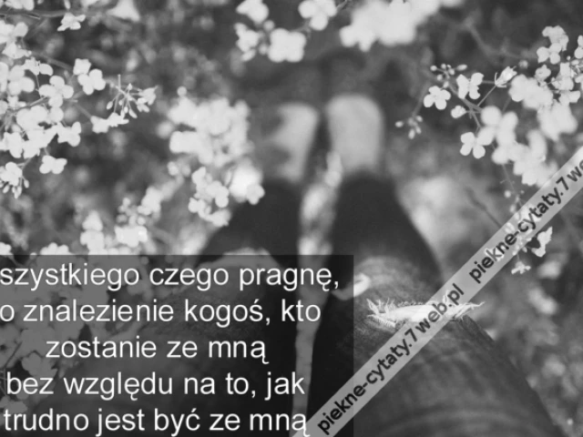 Wszystkiego czego pragnę, to znalezienie kogoś, kto zostanie ze mną bez względu na to, jak trudno jest być ze mną