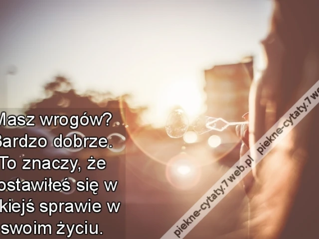Masz wrogów? Bardzo dobrze. To znaczy, że postawiłeś się w jakiejś sprawie w swoim życiu.