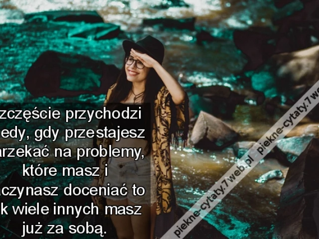 Szczęście przychodzi wtedy, gdy przestajesz narzekać na problemy, które masz i zaczynasz doceniać to jak wiele innych masz już za sobą.