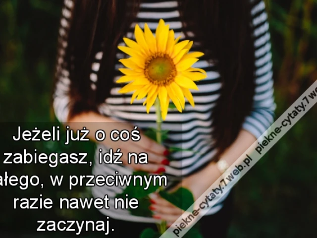 Jeżeli już o coś zabiegasz, idź na całego, w przeciwnym razie nawet nie zaczynaj.