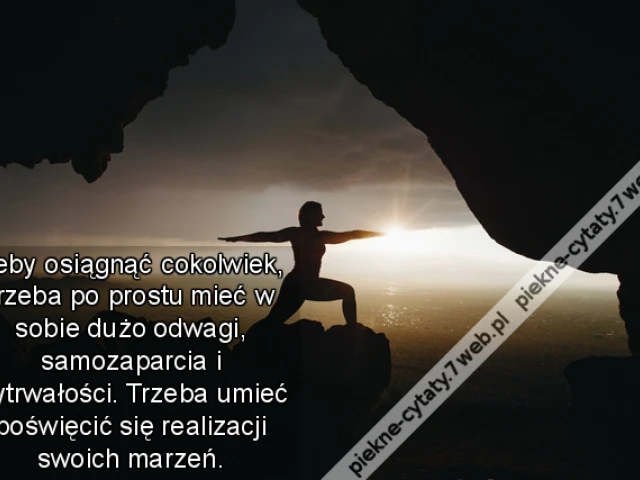 Żeby osiągnąć cokolwiek, trzeba po prostu mieć w sobie dużo odwagi, samozaparcia i wytrwałości. Trzeba umieć poświęcić się realizacji swoich marzeń.