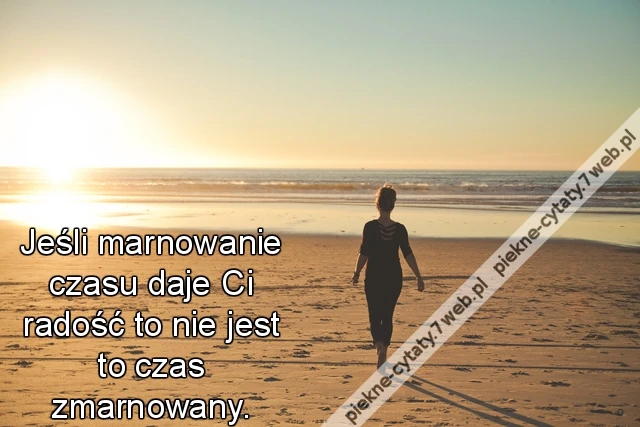 Jeśli marnowanie czasu daje Ci radość to nie jest to czas zmarnowany.