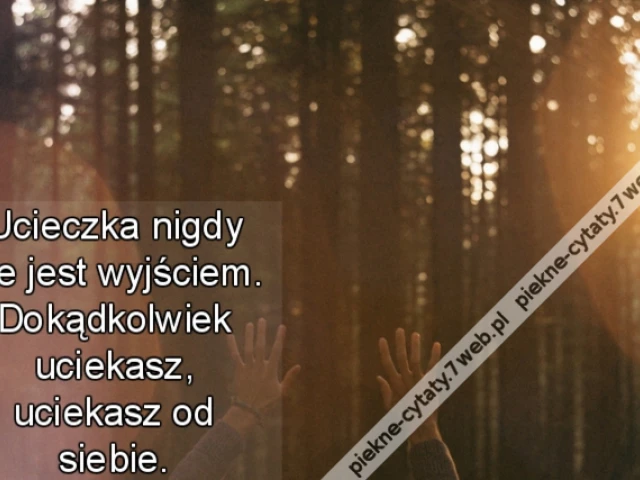 Ucieczka nigdy nie jest wyjściem. Dokądkolwiek uciekasz, uciekasz od siebie.