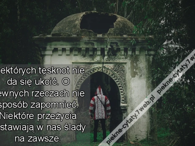 Niektórych tęsknot nie da się ukoić. O pewnych rzeczach nie sposób zapomnieć. Niektóre przeżycia zostawiają w nas ślady na zawsze.