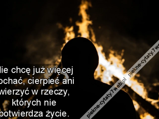 Nie chcę już więcej kochać, cierpieć ani wierzyć w rzeczy, których nie potwierdza życie.