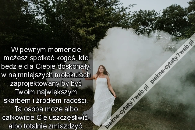 W pewnym momencie możesz spotkać kogoś, kto będzie dla Ciebie doskonały, w najmniejszych molekułach zaprojektowany by być Twoim największym skarbem i źródłem radości. Ta osoba może albo całkowicie Cię uszczęśliwić, albo totalnie zmiażdżyć.