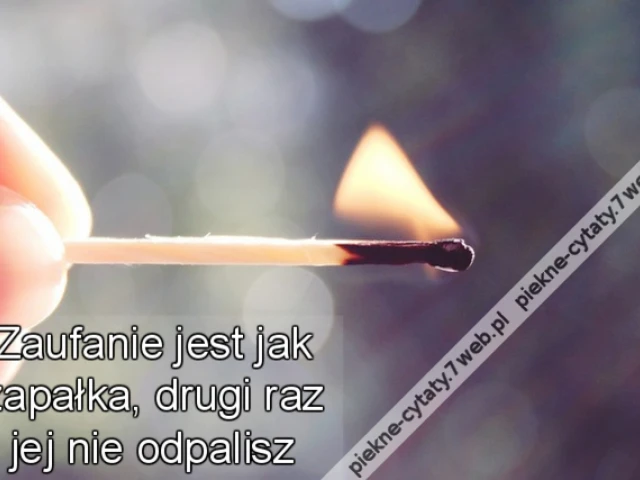 Zaufanie jest jak zapałka, drugi raz jej nie odpalisz