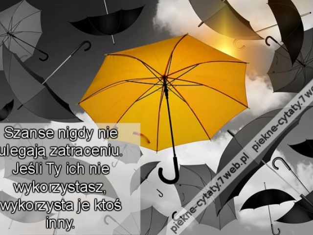Szanse nigdy nie ulegają zatraceniu. Jeśli Ty ich nie wykorzystasz, wykorzysta je ktoś inny.