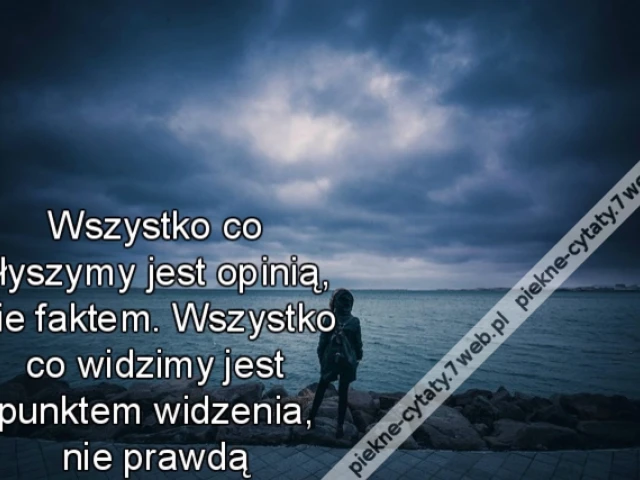 Wszystko co słyszymy jest opinią, nie faktem. Wszystko co widzimy jest punktem widzenia, nie prawdą