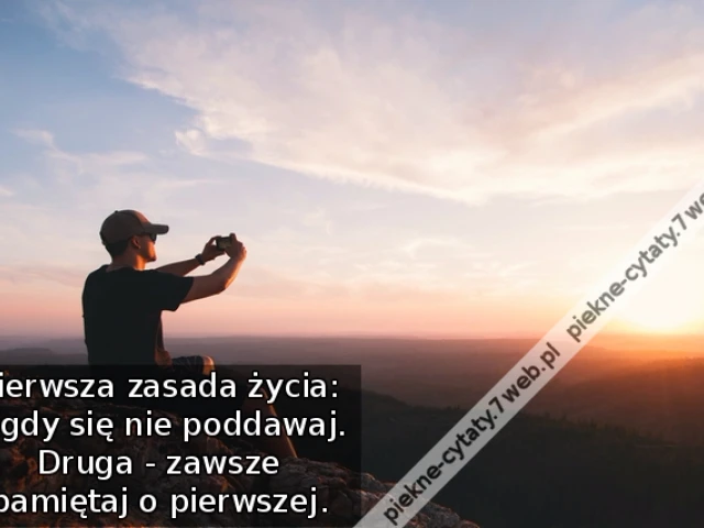Pierwsza zasada życia: nigdy się nie poddawaj. Druga - zawsze pamiętaj o pierwszej.